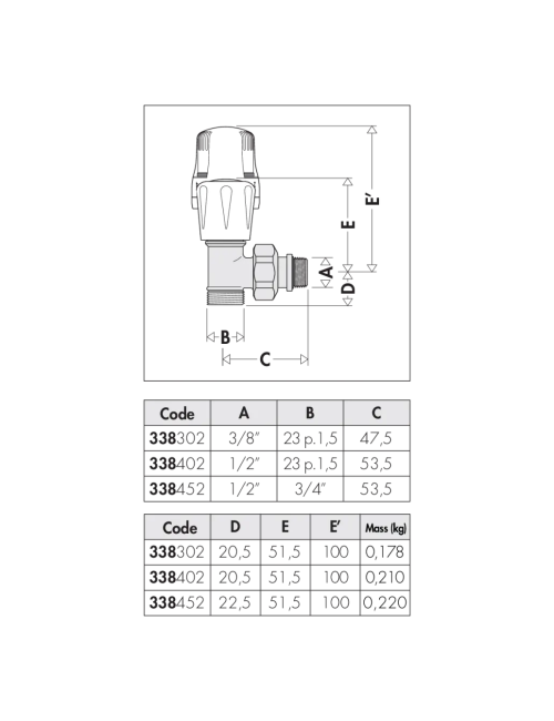 VALVOLA TERMOSTATIZZABILE 1\2" CALEFFI 33812